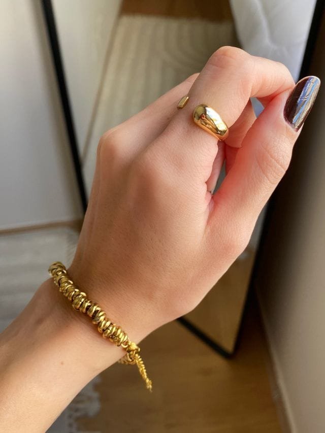 Anel Gota Regulável Ouro 18k