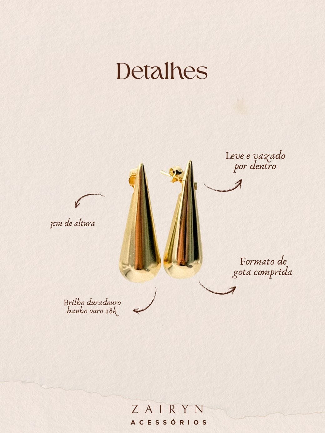 Brinco Helena P Ouro 18k