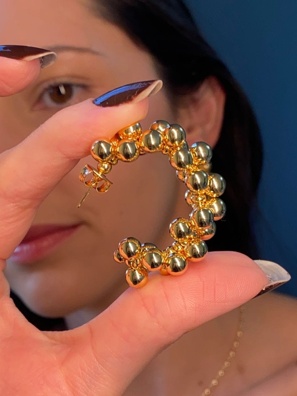 Argola Maxi Esferas Ouro 18k