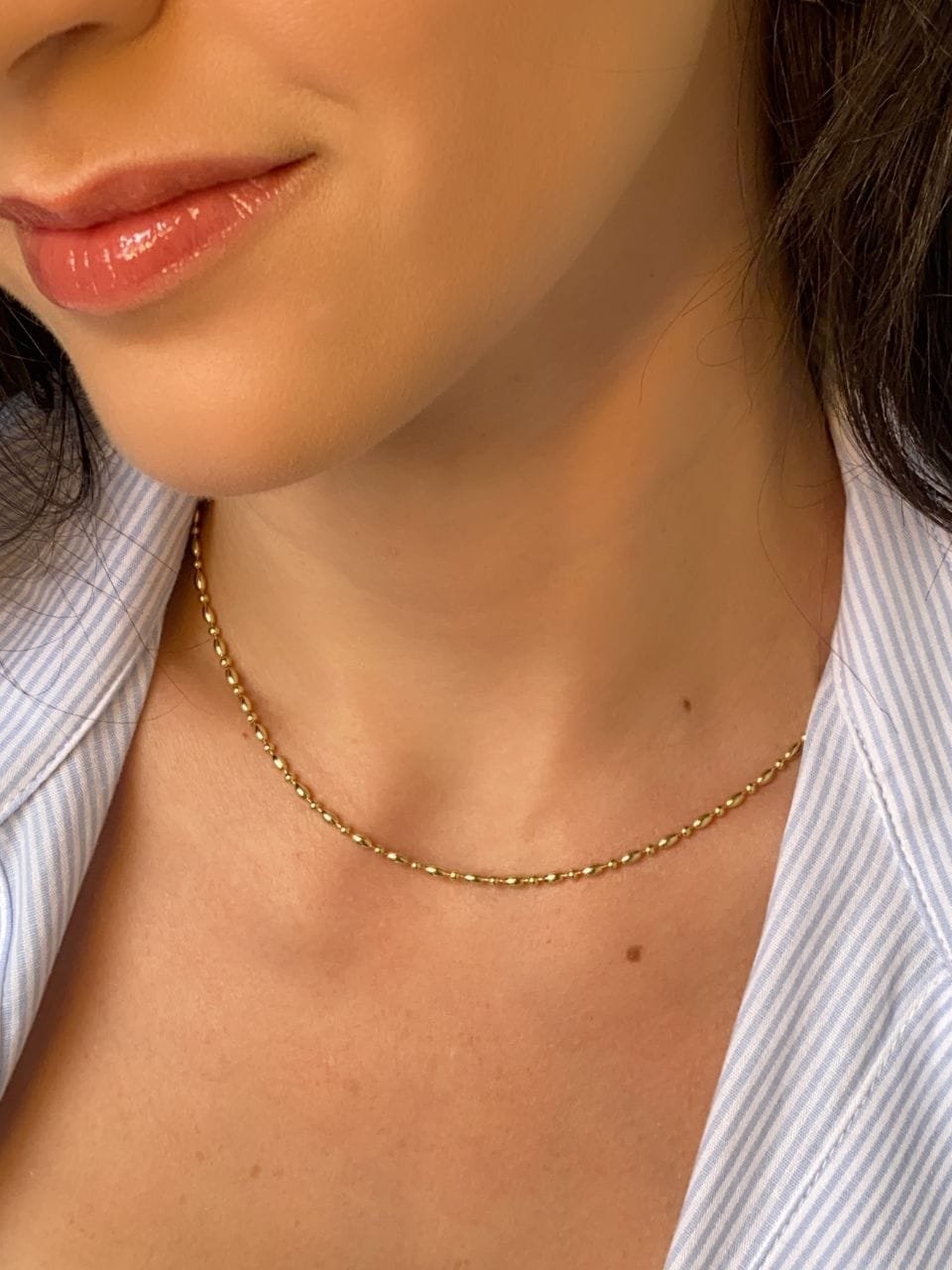 Colar Grão de Arroz Ouro 18k