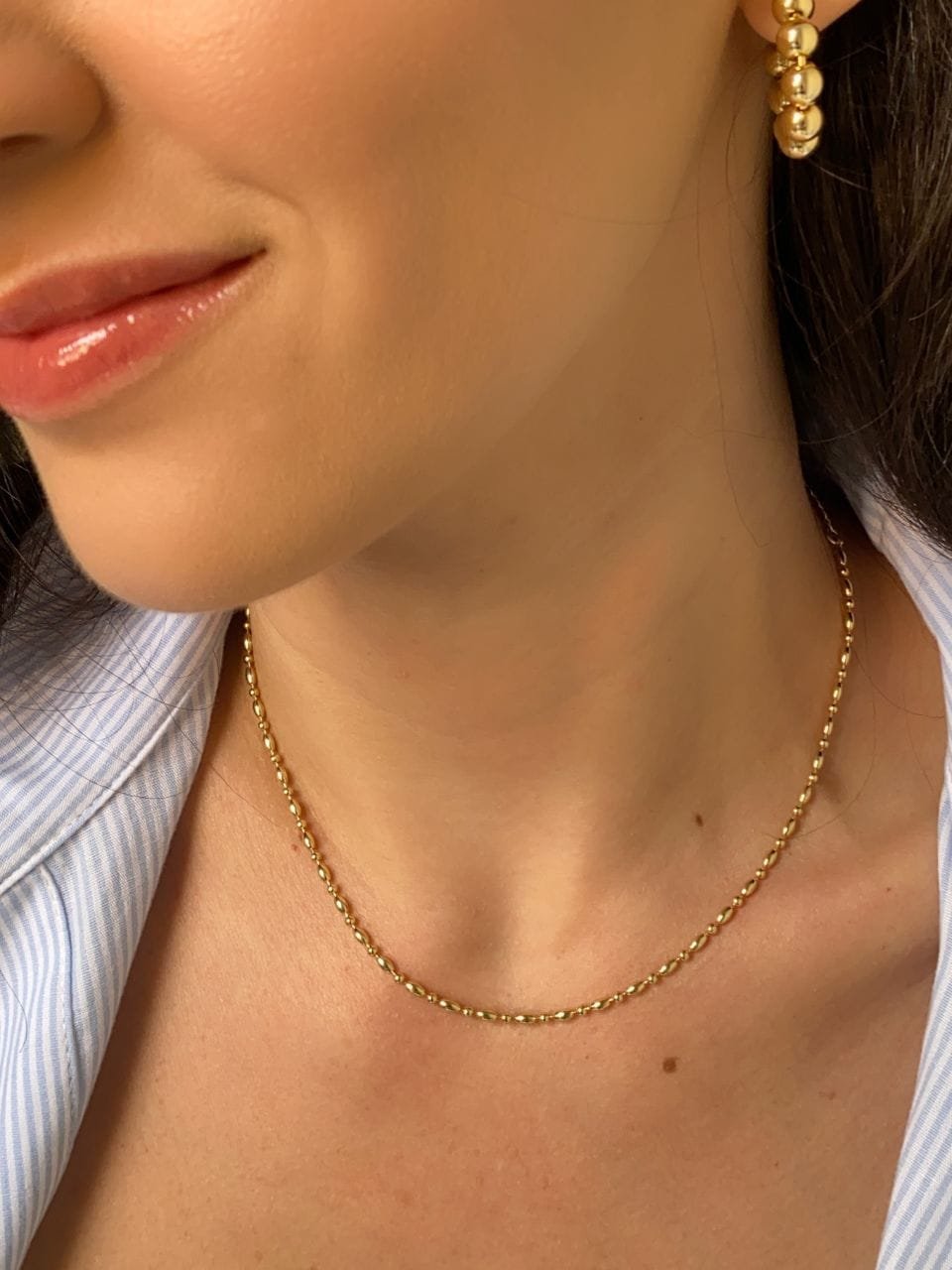 Colar Grão de Arroz Ouro 18k