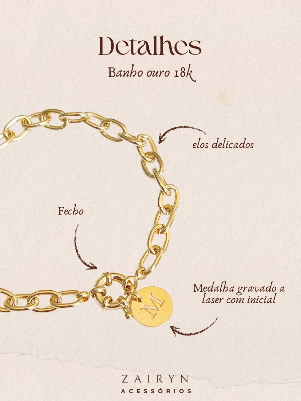 Pulseiras Elos Inicial Personalizado