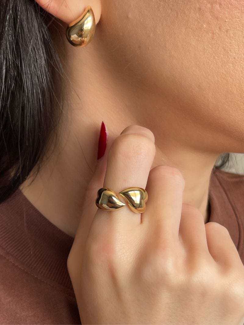 Anel Coração Regulável Ouro 18k