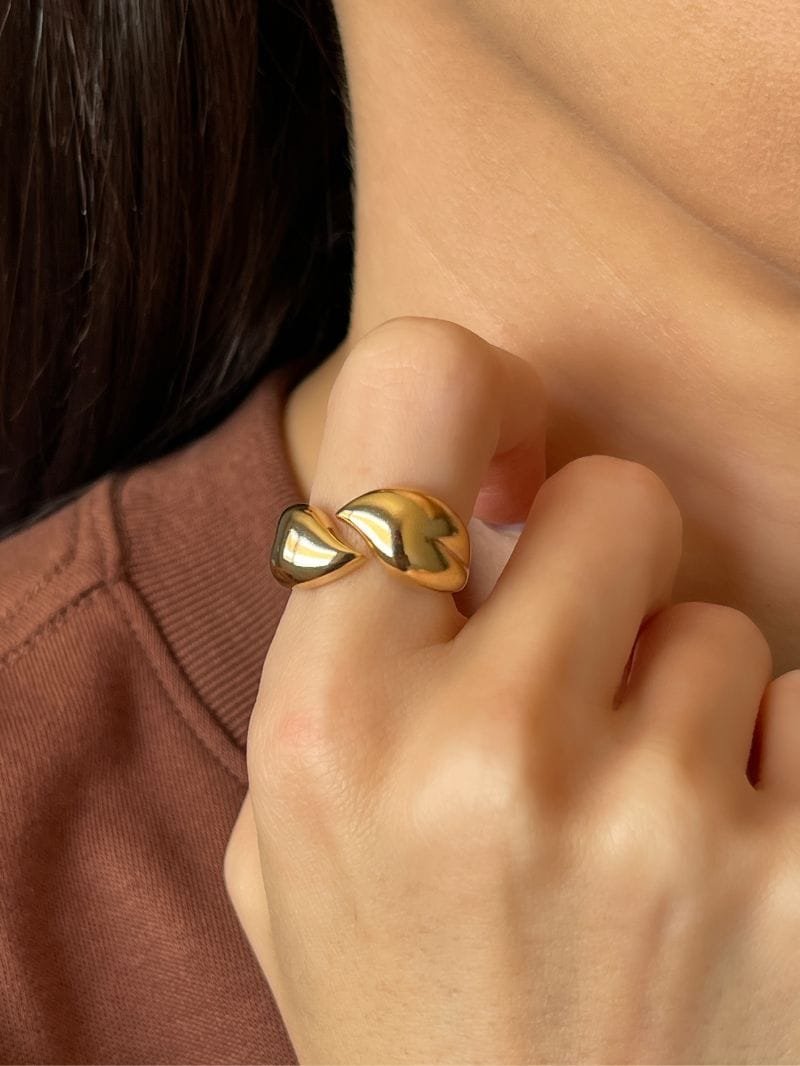 Anel Coração Regulável Ouro 18k