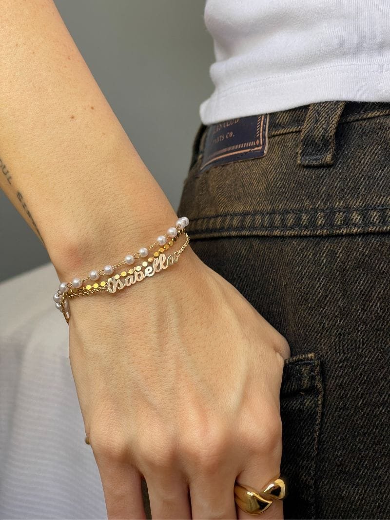 Dupla de Pulseiras Perola Ouro 18k